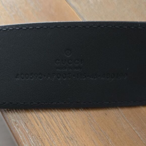 AUTHENTIC Gucci Black Belt with Gold GG Buckle 115/46